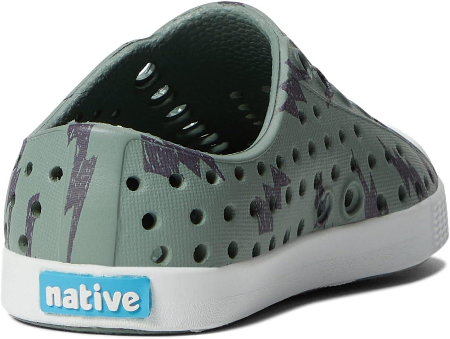image:imageNative Shoes UnisexKids Jefferson Print SneakersFolk GreenShell WhiteOnyx Lightning