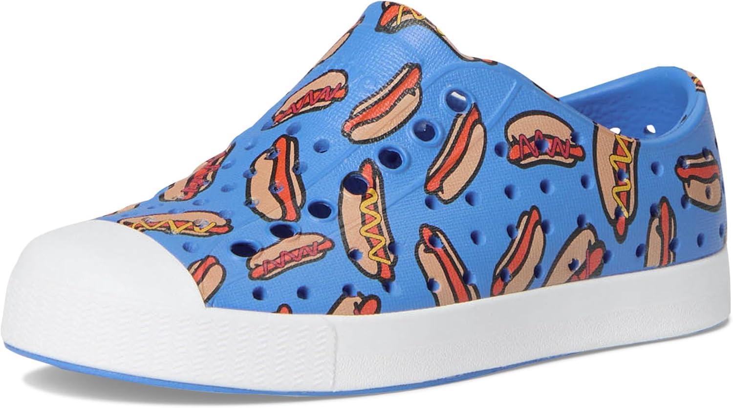 image:imageNative Shoes UnisexKids Jefferson Print SneakersResting BlueShell WhiteHot Dogs