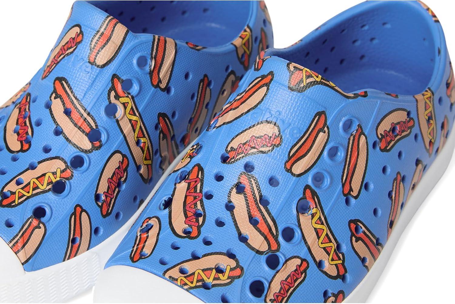 image:imageNative Shoes UnisexKids Jefferson Print SneakersResting BlueShell WhiteHot Dogs