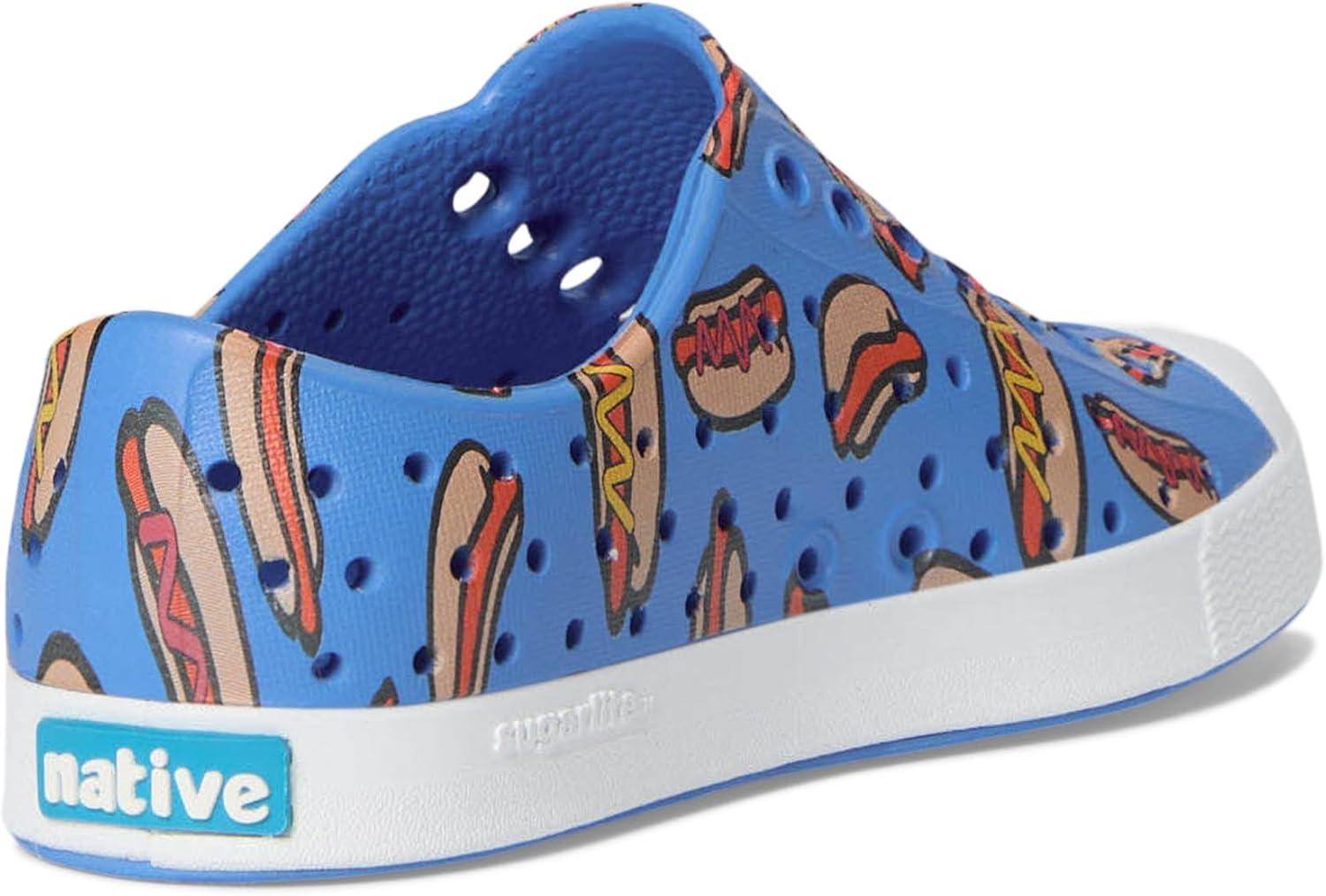 image:imageNative Shoes UnisexKids Jefferson Print SneakersResting BlueShell WhiteHot Dogs