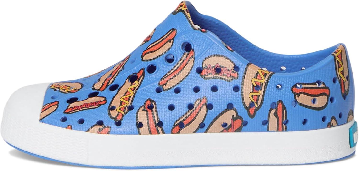 image:imageNative Shoes UnisexKids Jefferson Print SneakersResting BlueShell WhiteHot Dogs