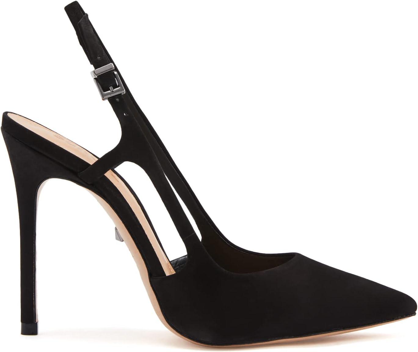 image:imageSCHUTZ Boris Heels for Women Wrapped Stiletto Heel Leather Outsole Pointed Toe Sling Detail Black Nobuck 85 M