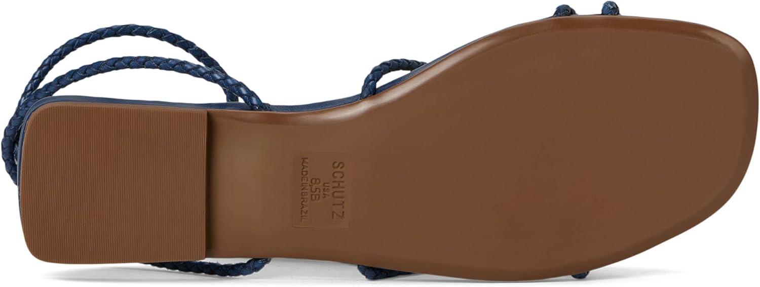 image:imageSchutz Womens Kaya Straw Flat Sandal Infinite Blue 8