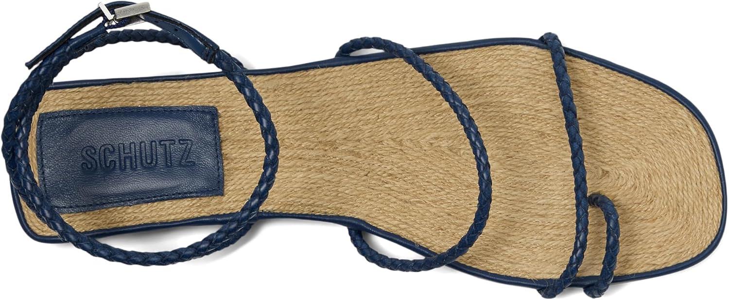 image:imageSchutz Womens Kaya Straw Flat Sandal Infinite Blue 8