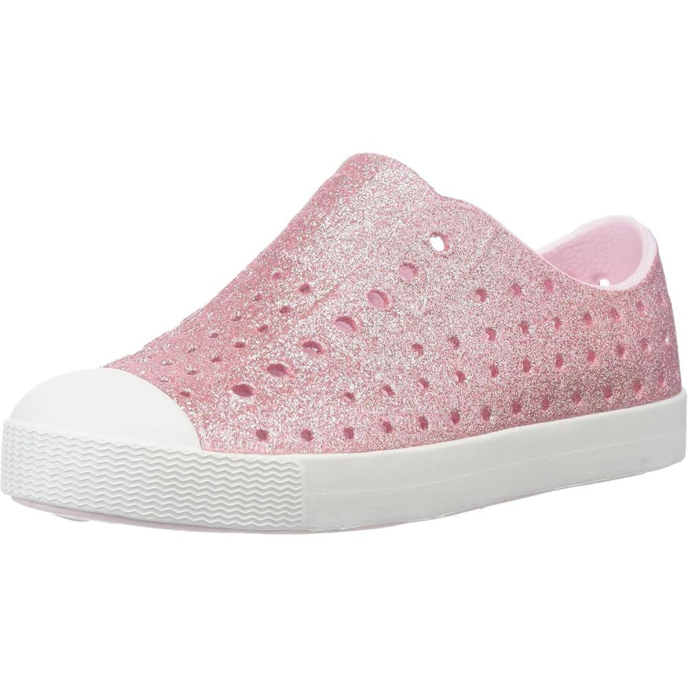 image:imageNative Kids Jefferson Iridescent Child SlipOn ToddlerLittle KidMilk Pink BlingShell White