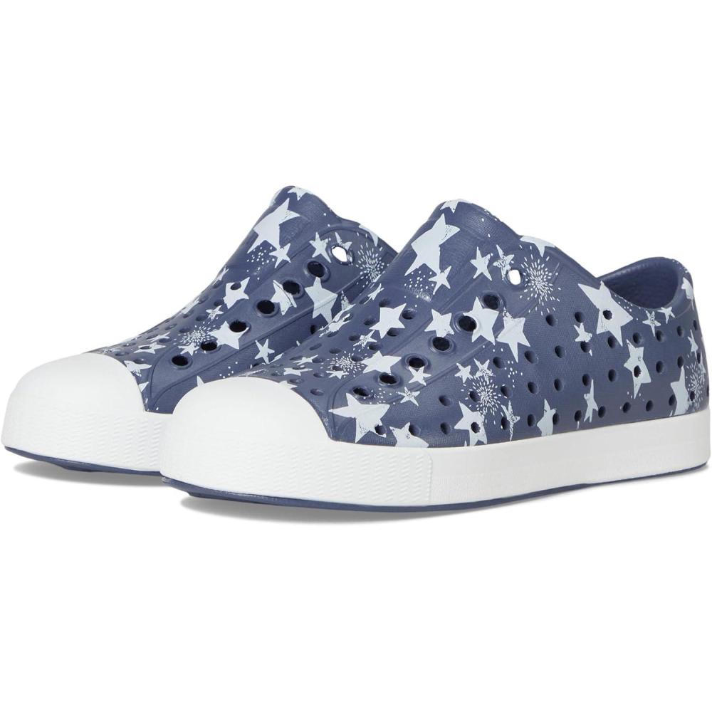 image:imageNative Shoes UnisexKids Jefferson Print SneakersDeep Sea BlueShell WhiteFirework Stars