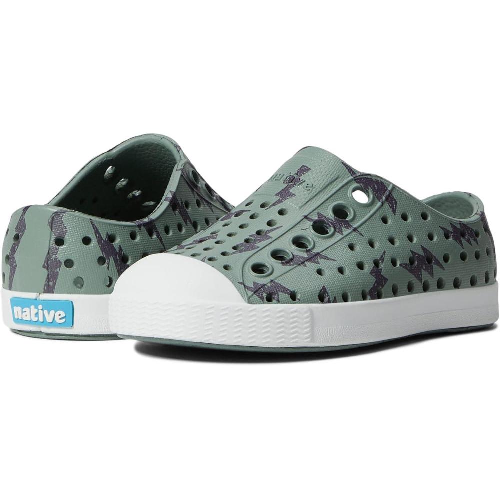 image:imageNative Shoes UnisexKids Jefferson Print SneakersFolk GreenShell WhiteOnyx Lightning