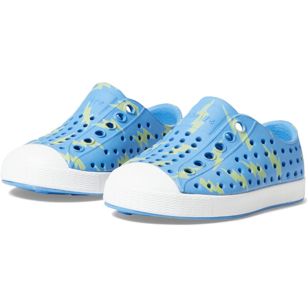 image:imageNative Shoes UnisexKids Jefferson Print SneakersResting BlueShell WhiteCelery Lightning