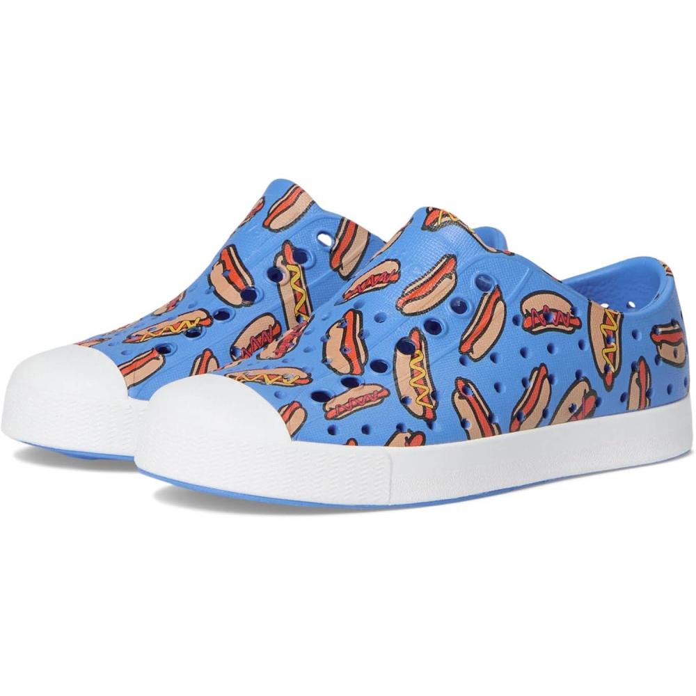image:imageNative Shoes UnisexKids Jefferson Print SneakersResting BlueShell WhiteHot Dogs