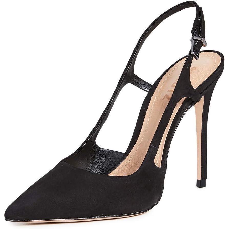 image:imageSCHUTZ Boris Heels for Women Wrapped Stiletto Heel Leather Outsole Pointed Toe Sling Detail Black Nobuck 85 M