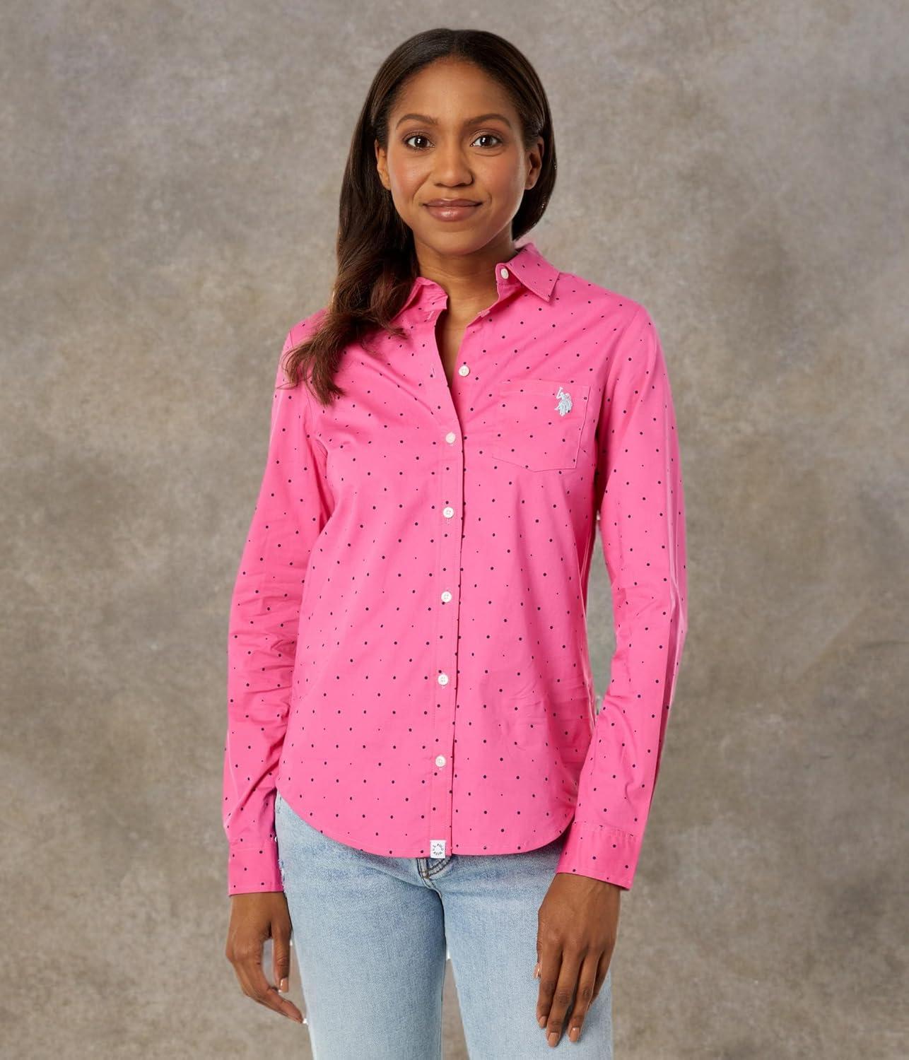 image:imageDOT POPLIN LONG SLEEVE SHIRTPink Sangria