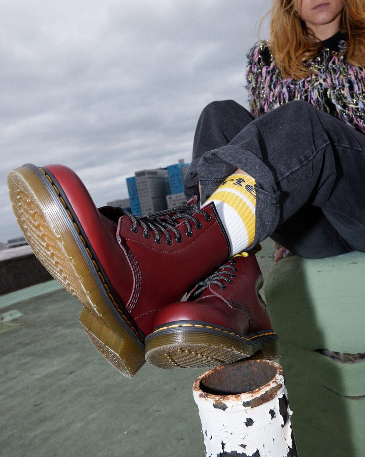 image:imageDr Martens Womens Maple Zip Steel Toe Light Industry BootsCherry Red Smooth