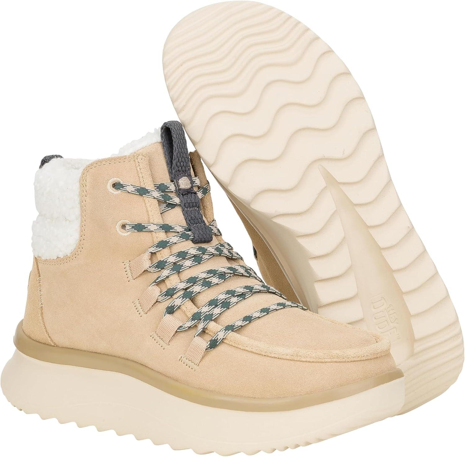 image:imageHEYDUDE womens Wendy Peak Apres Suede CozstitSand Beige