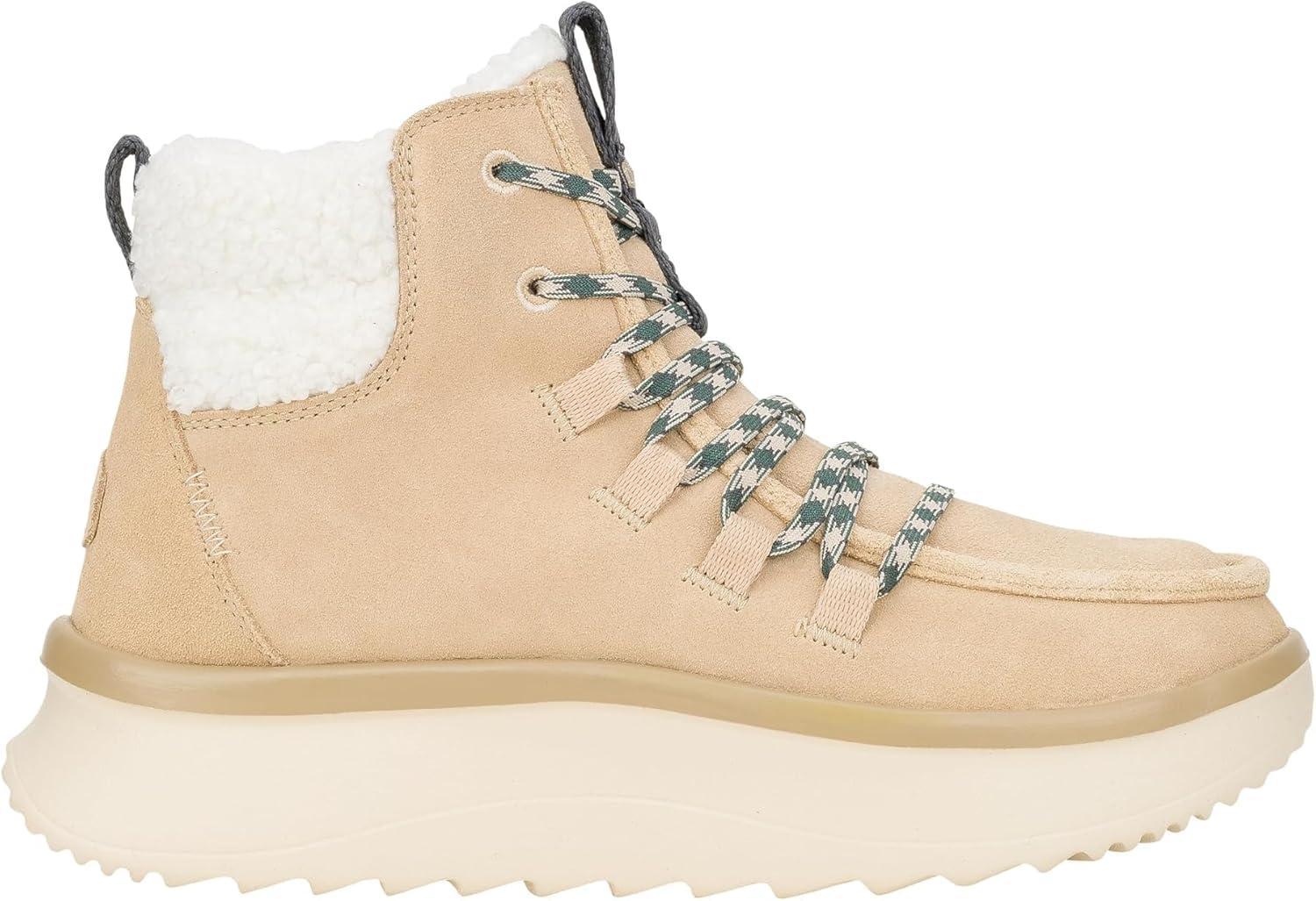 image:imageHEYDUDE womens Wendy Peak Apres Suede CozstitSand Beige