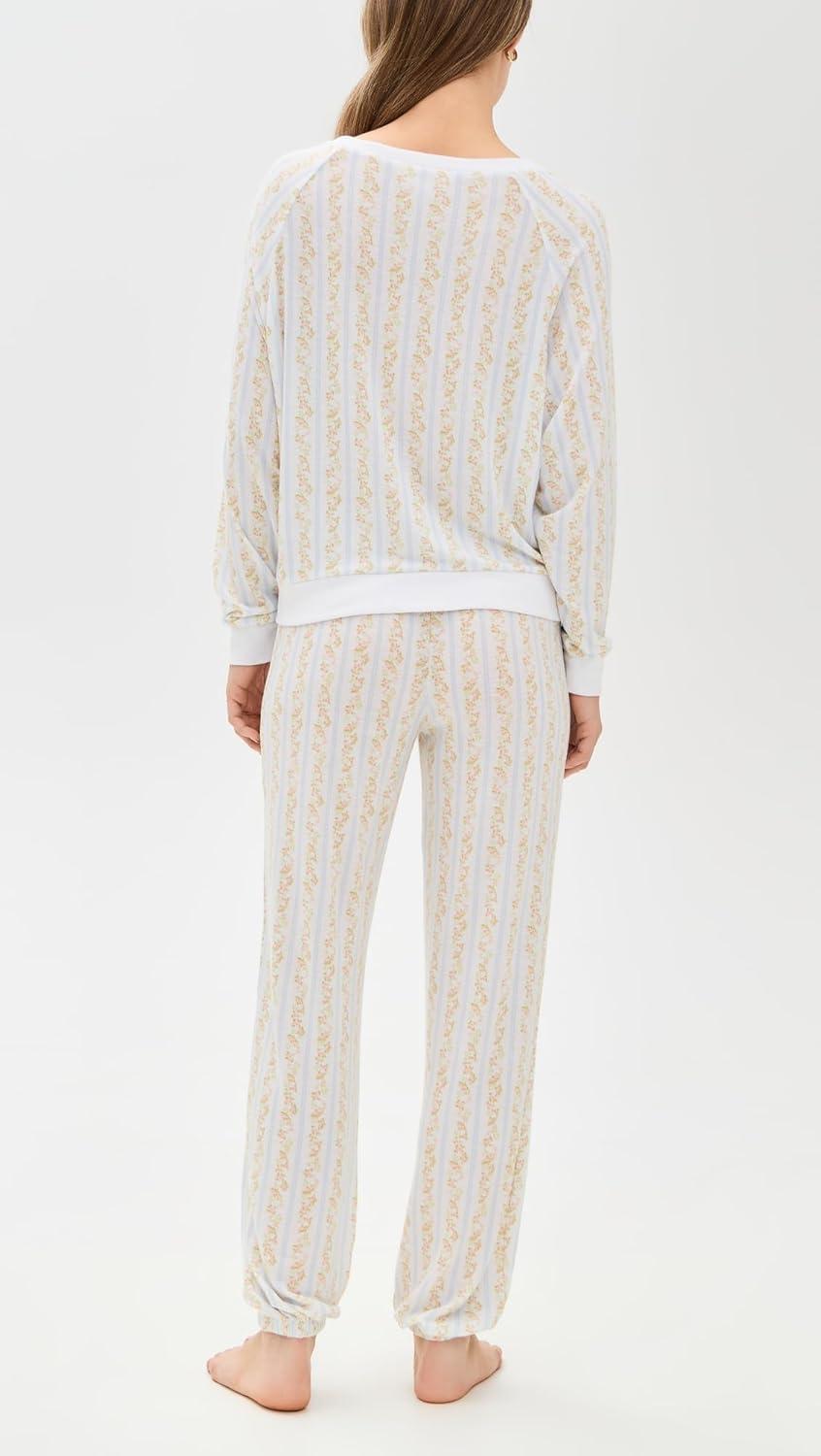 image:imageHoneydew Intimates womens Star Seeker Brushed Jersey Lounge SetWhite Floral Stripe