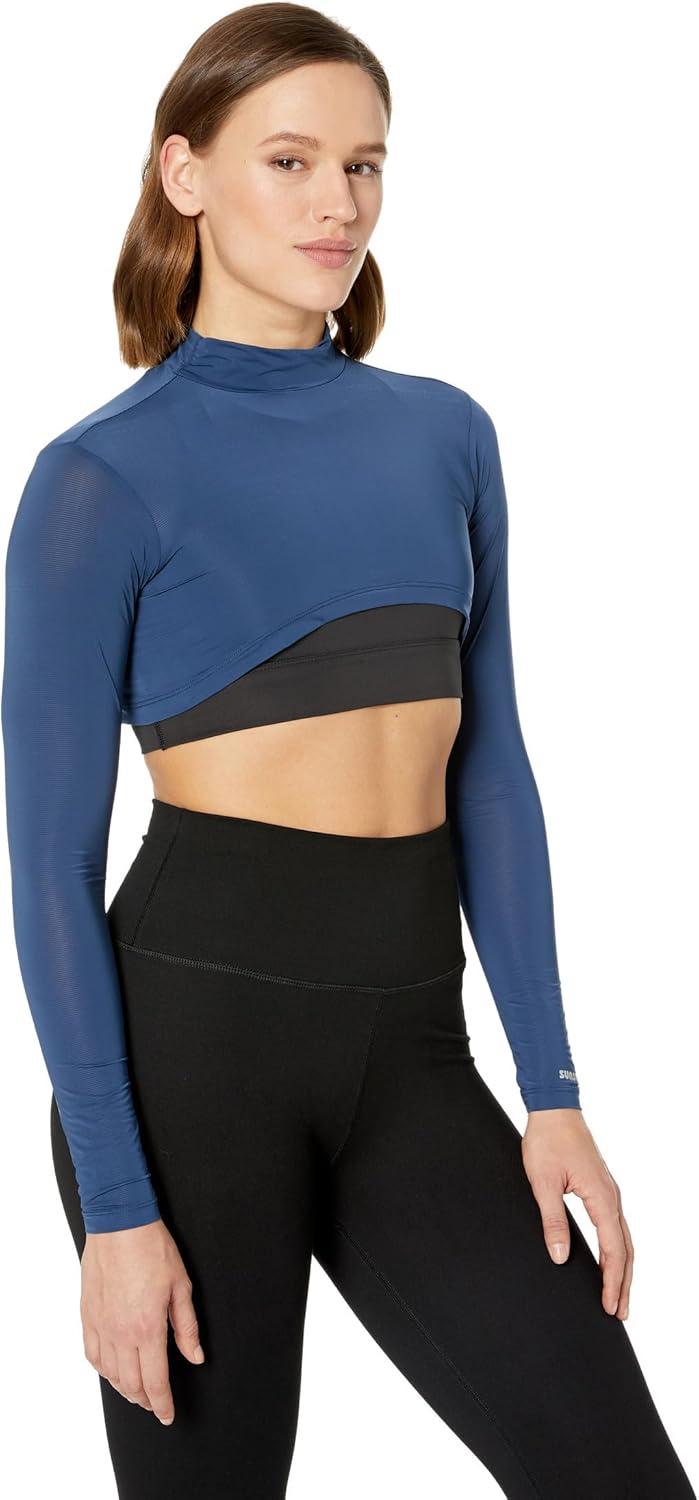 image:imageJamie Sadock Sunsense 35 SPF Lightweight Long Sleeve Mock Neck Crop Layering TopMoonlit