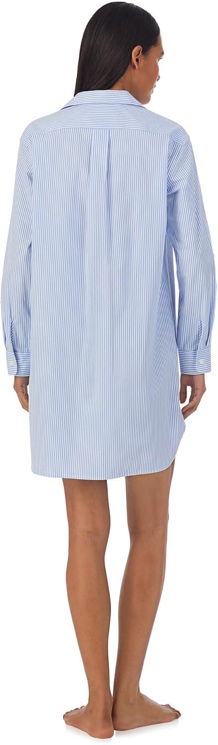 image:imageLauren Ralph Lauren womens Long Sleeve Roll Tab His Shirt SleepshirtBlue Stripe