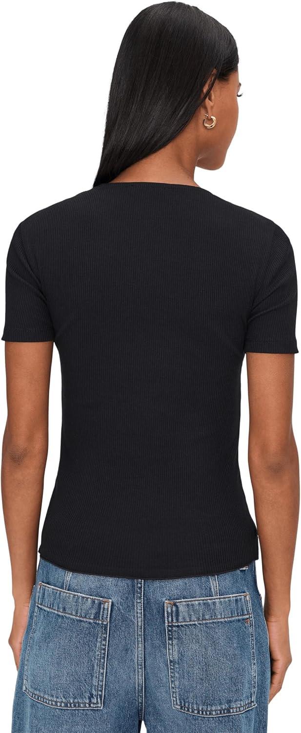 image:imageMadewell Womens LaceTrim VNeck TopJet Black