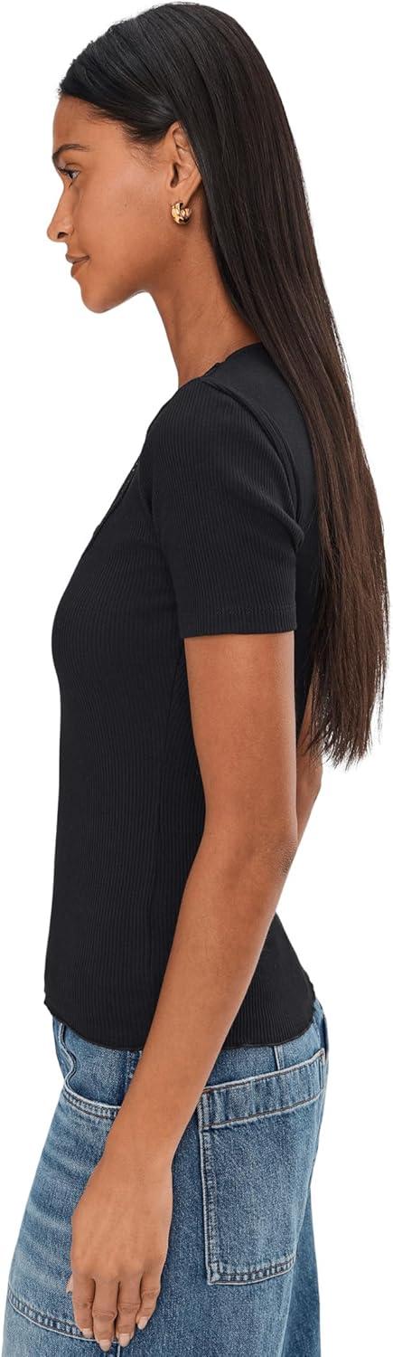 image:imageMadewell Womens LaceTrim VNeck TopJet Black