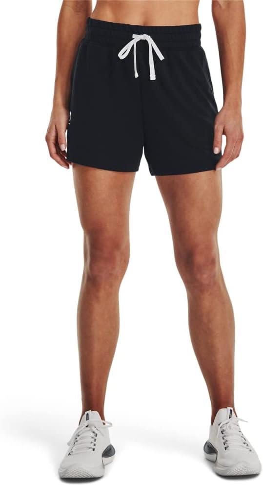 image:imageUnder Armour Womens Rival Terry Shorts001 Black White