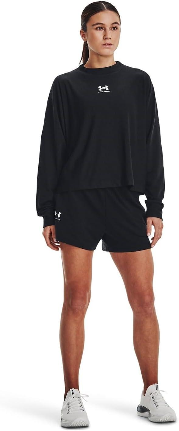 image:imageUnder Armour Womens Rival Terry Shorts001 Black White