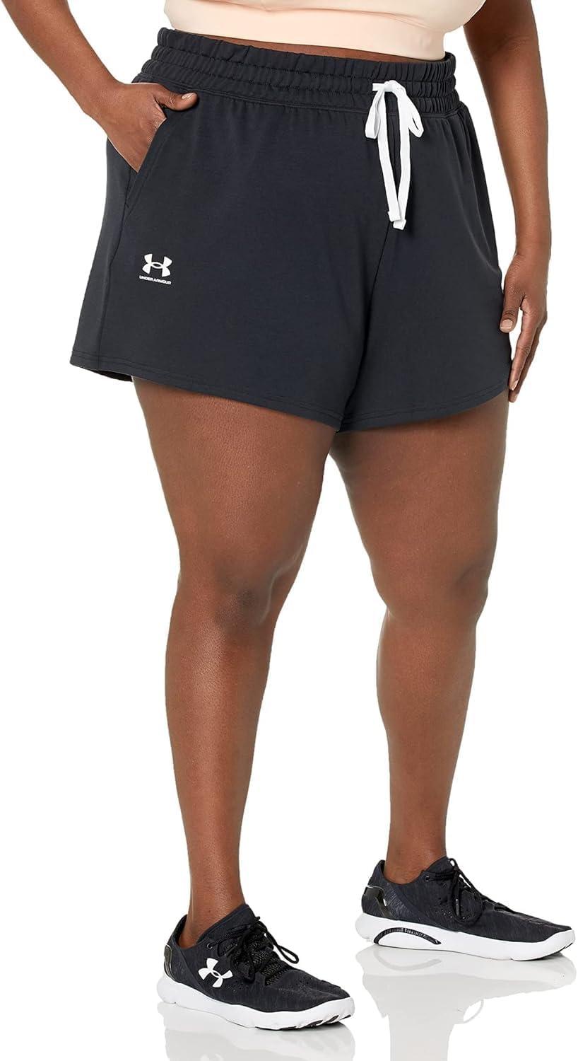 image:imageUnder Armour Womens Rival Terry ShortsBlackWhite 1