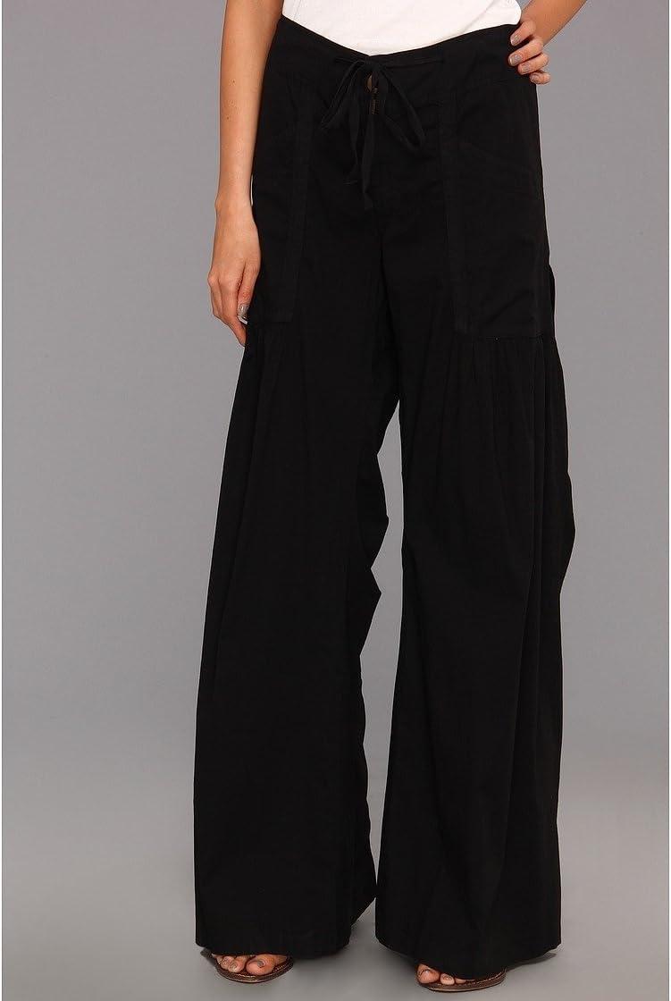 image:imageXCVI Womens Willow Wide Leg Stretch Poplin PantsBlack