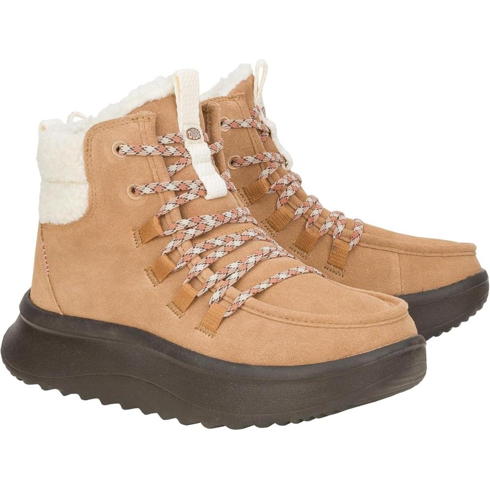 image:imageHEYDUDE womens Wendy Peak Apres Suede CozstitChestnutBlack