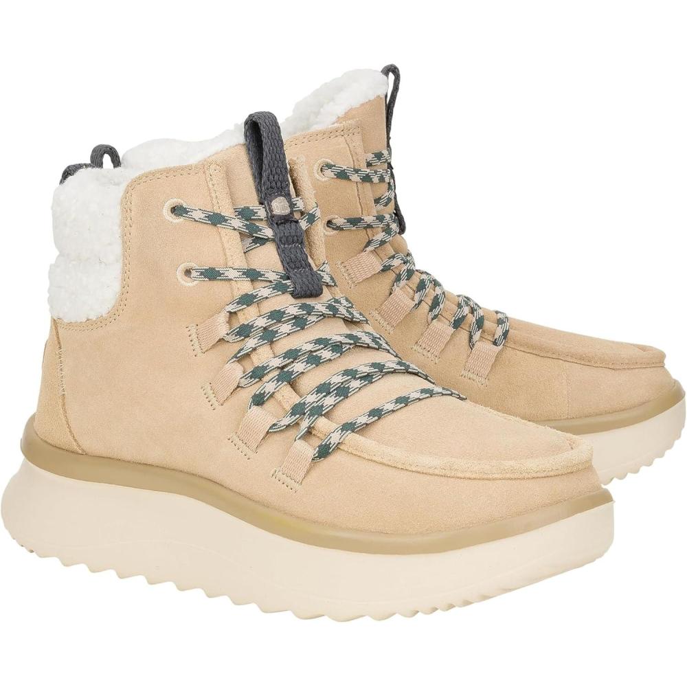 image:imageHEYDUDE womens Wendy Peak Apres Suede CozstitSand Beige