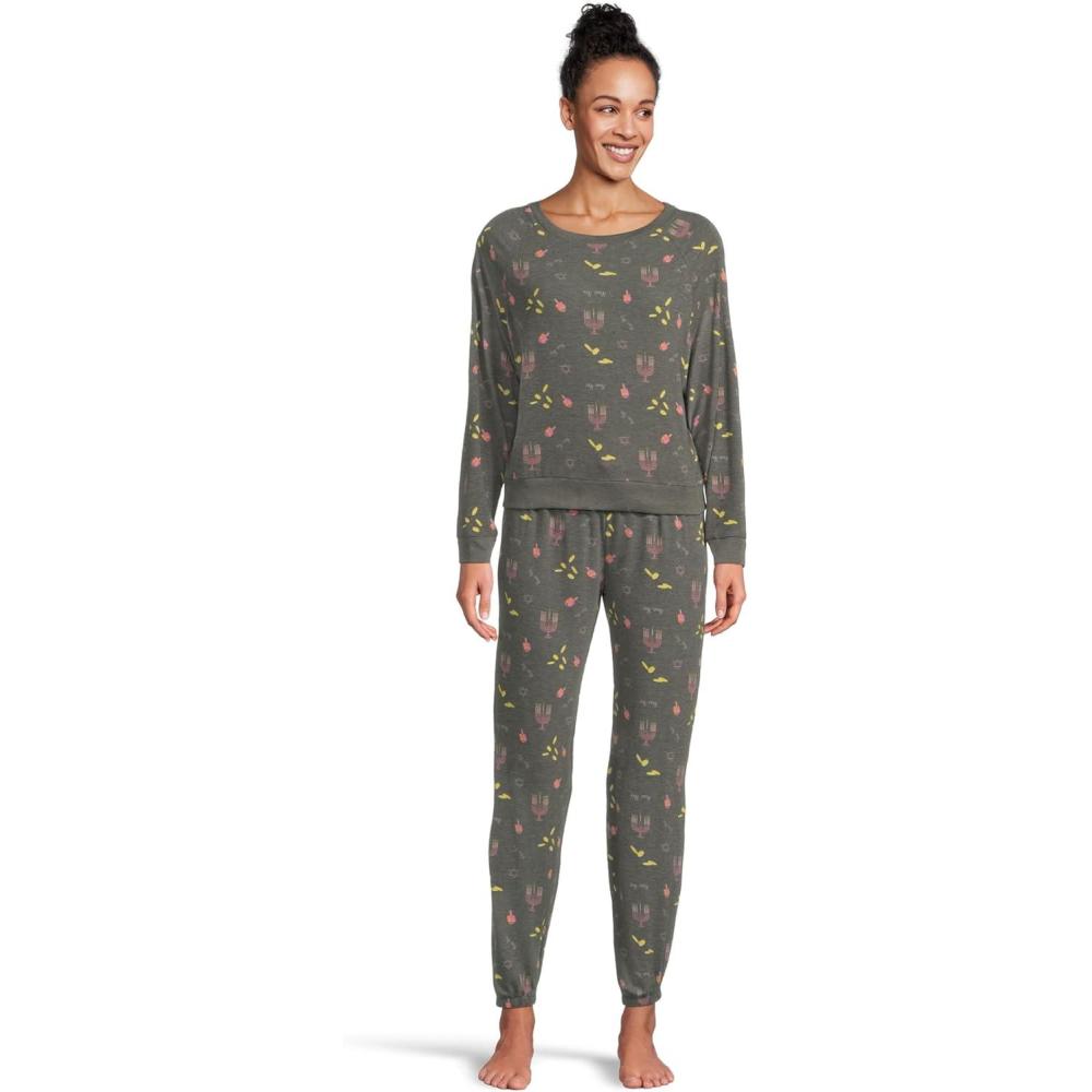 image:imageHoneydew Intimates womens Star Seeker Brushed Jersey Lounge SetCharcoal Hanukkah