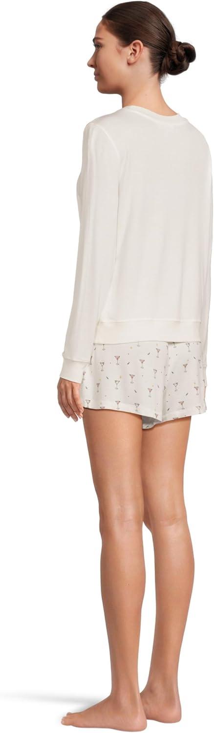 image:imageHoneydew Intimates womens Sugar Sweetheart Long Sleeve Shortie SetIvory Martinis