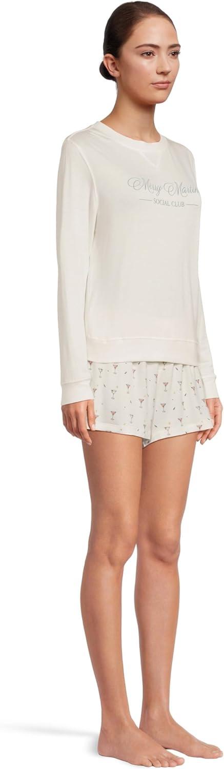image:imageHoneydew Intimates womens Sugar Sweetheart Long Sleeve Shortie SetIvory Martinis