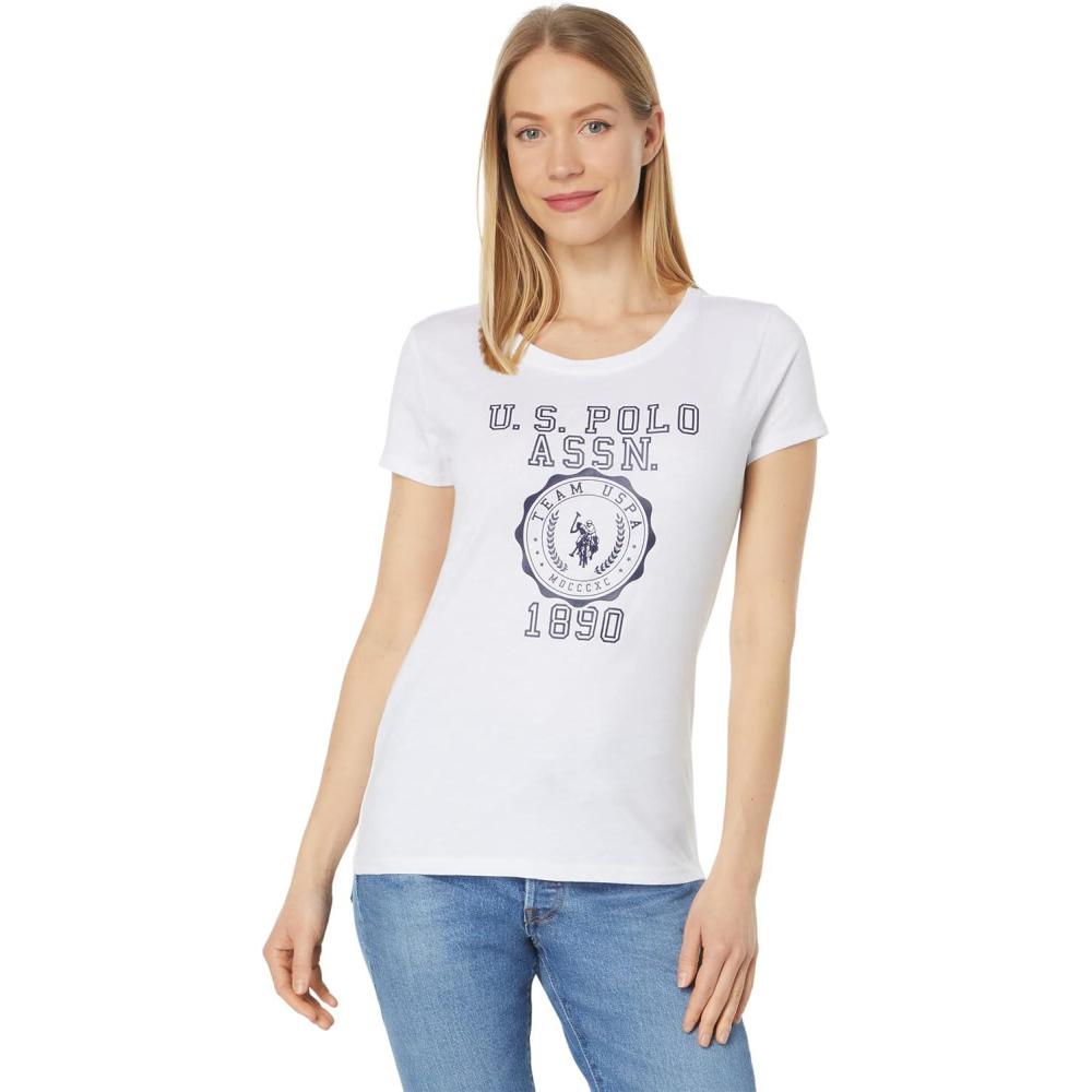 image:imageCREST PRINT SCOOP NECK TSHIRTWhite