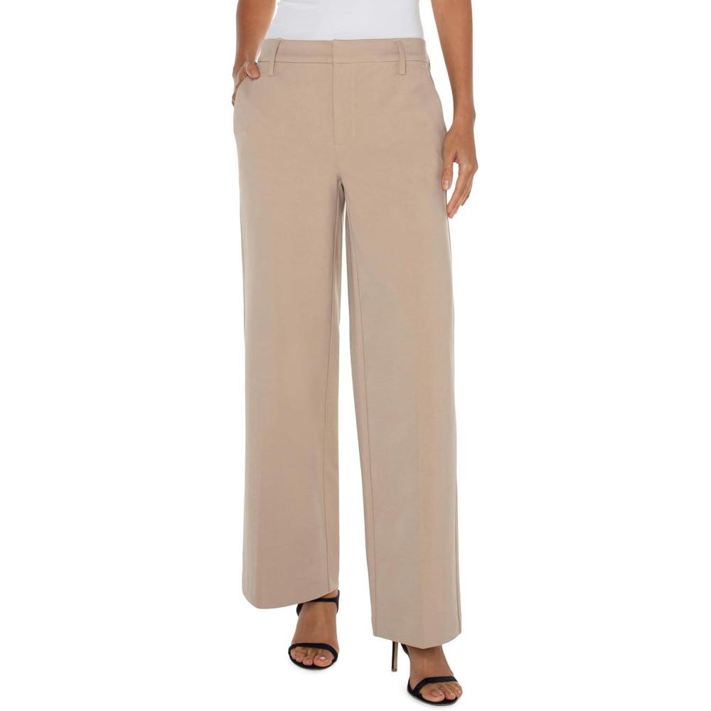 image:imageLiverpool Womens Kelsey Wide Leg Trouser Ponte PantDress PantsBiscuit Tan