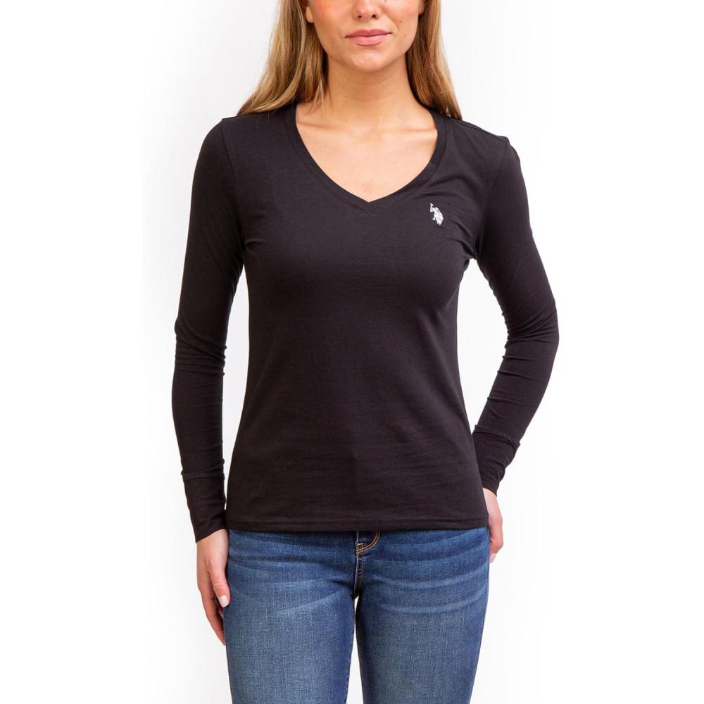 image:imageUS POLO ASSN USPA Long Sleeve VNeck TeeBlack