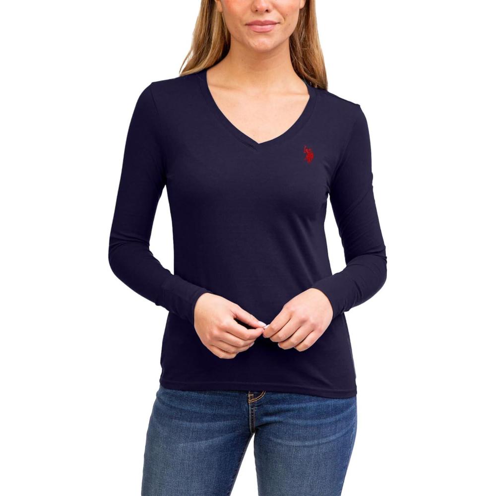 image:imageUS POLO ASSN USPA Long Sleeve VNeck TeeClassic Navy