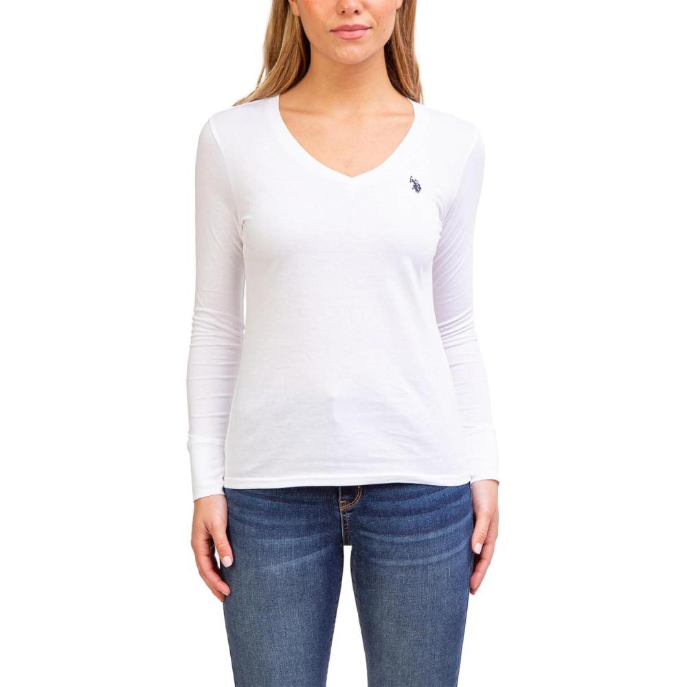 image:imageUS POLO ASSN USPA Long Sleeve VNeck TeeWhite