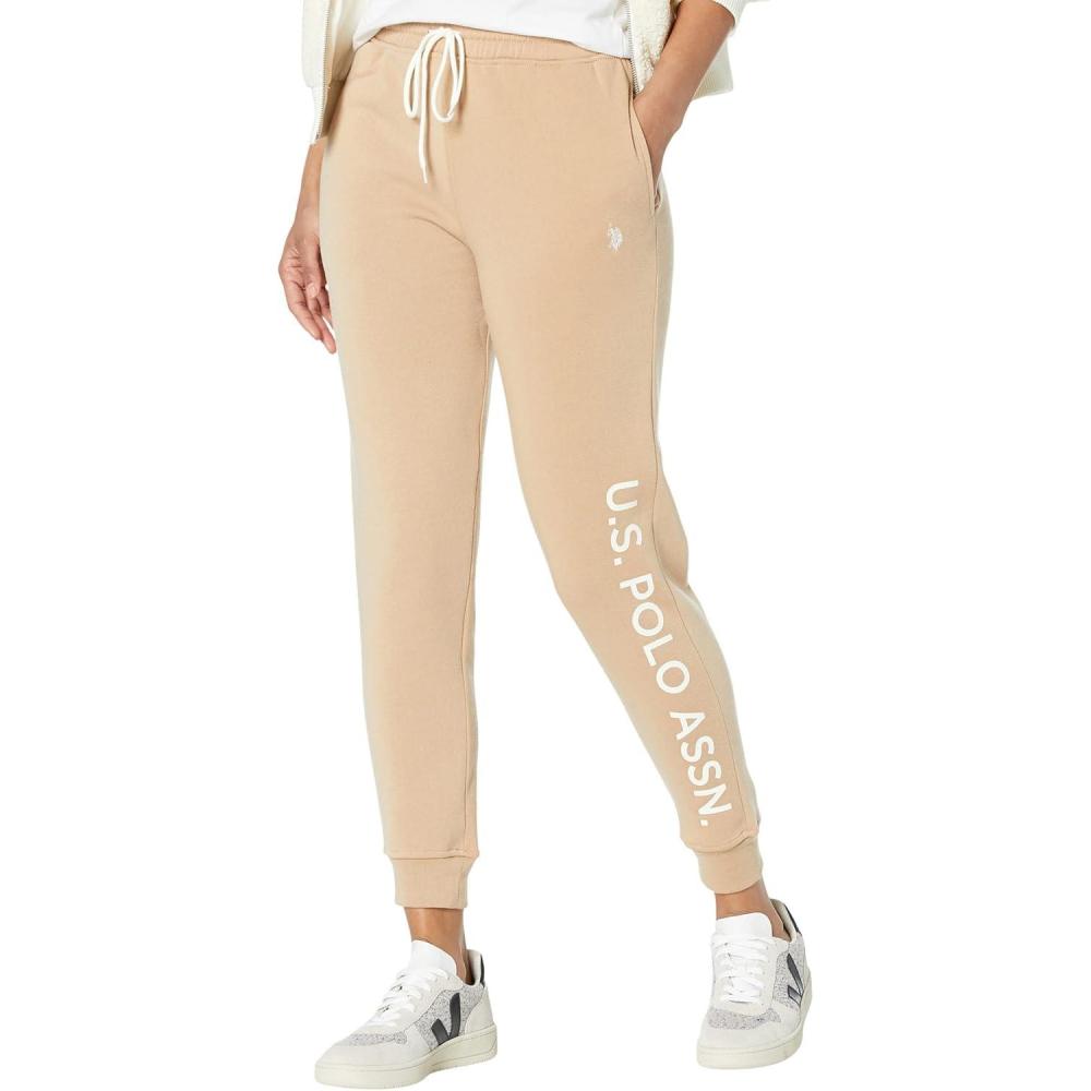 image:imageUS Polo Assn Womens Active Fleece PantsLight Mocha