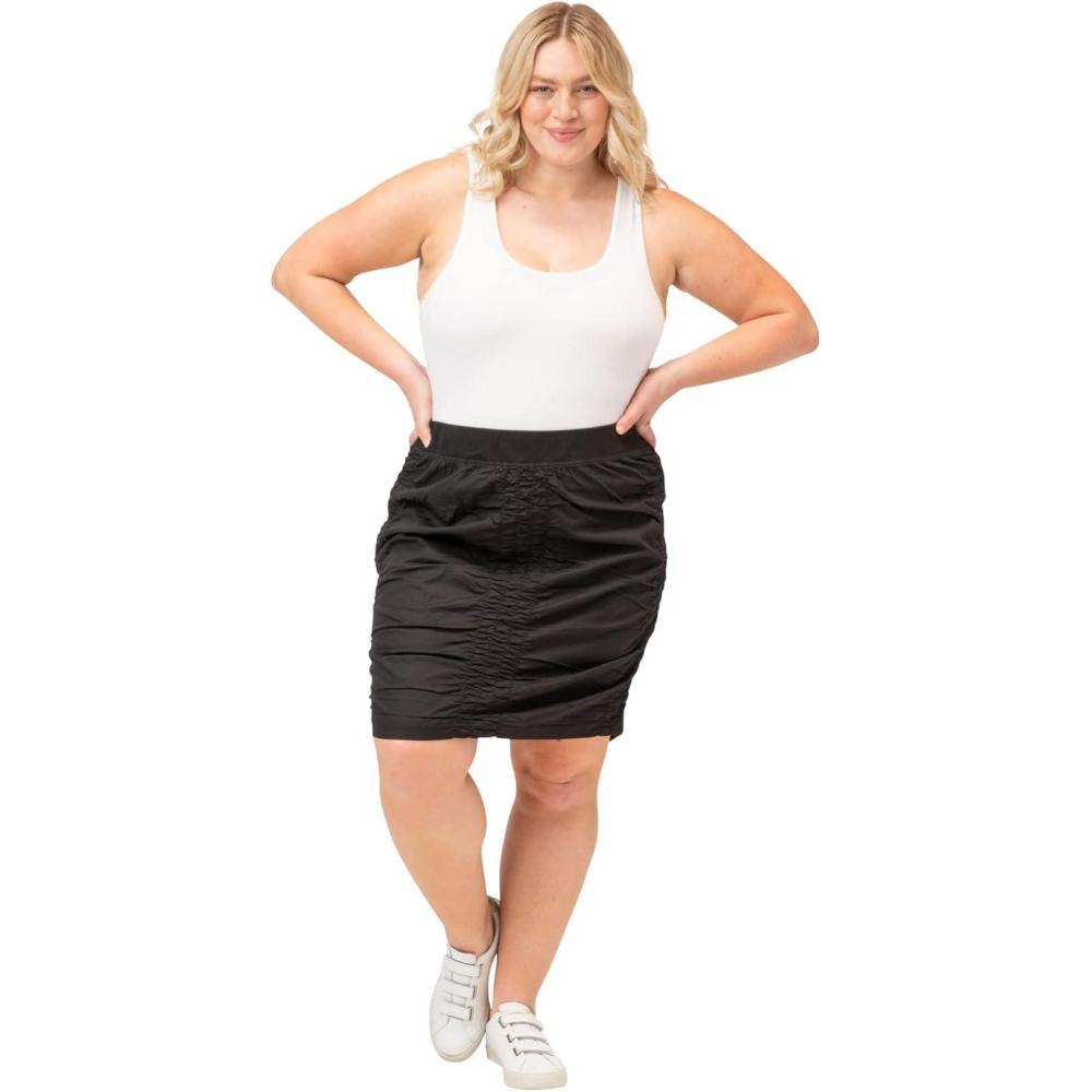 image:imageXCVI Womens W Solid Trace Skirt Stretch PoplinBlack