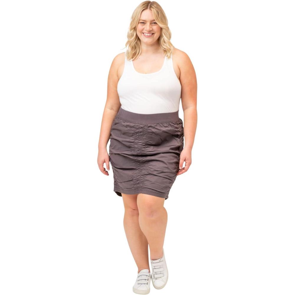 image:imageXCVI Womens W Solid Trace Skirt Stretch PoplinCharcoal