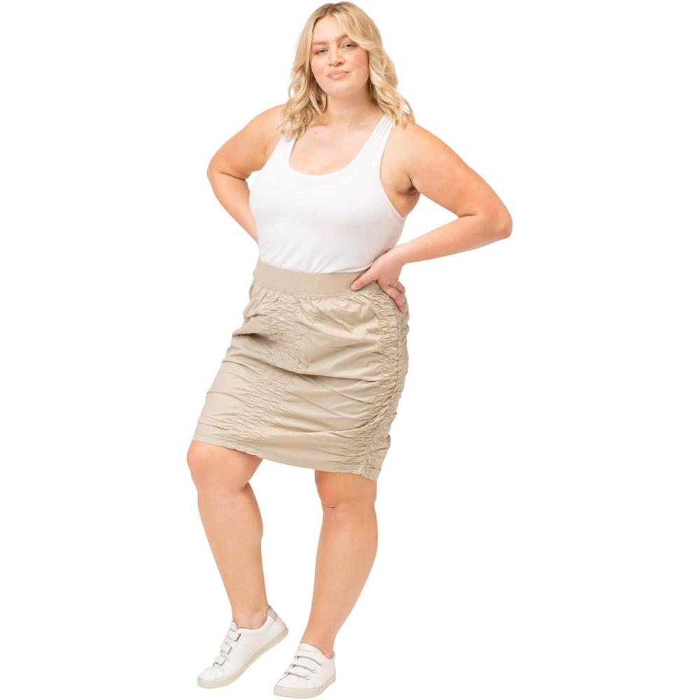 image:imageXCVI Womens W Solid Trace Skirt Stretch PoplinSand