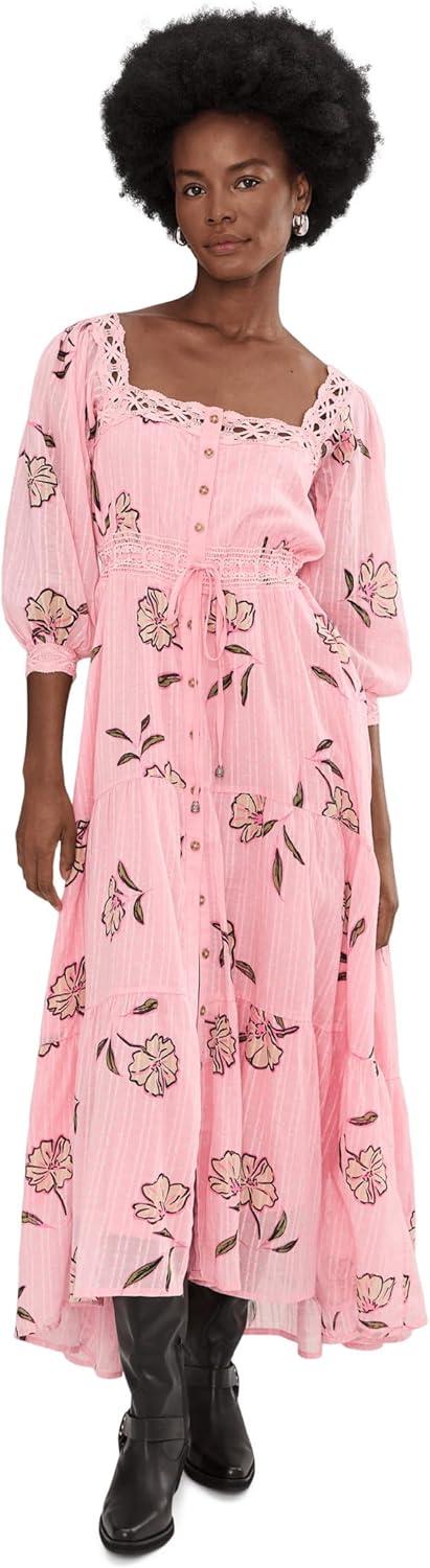 image:imageFree People Womens Morning Meadows LongSleeve Maxi DressBlushing Pink Combo