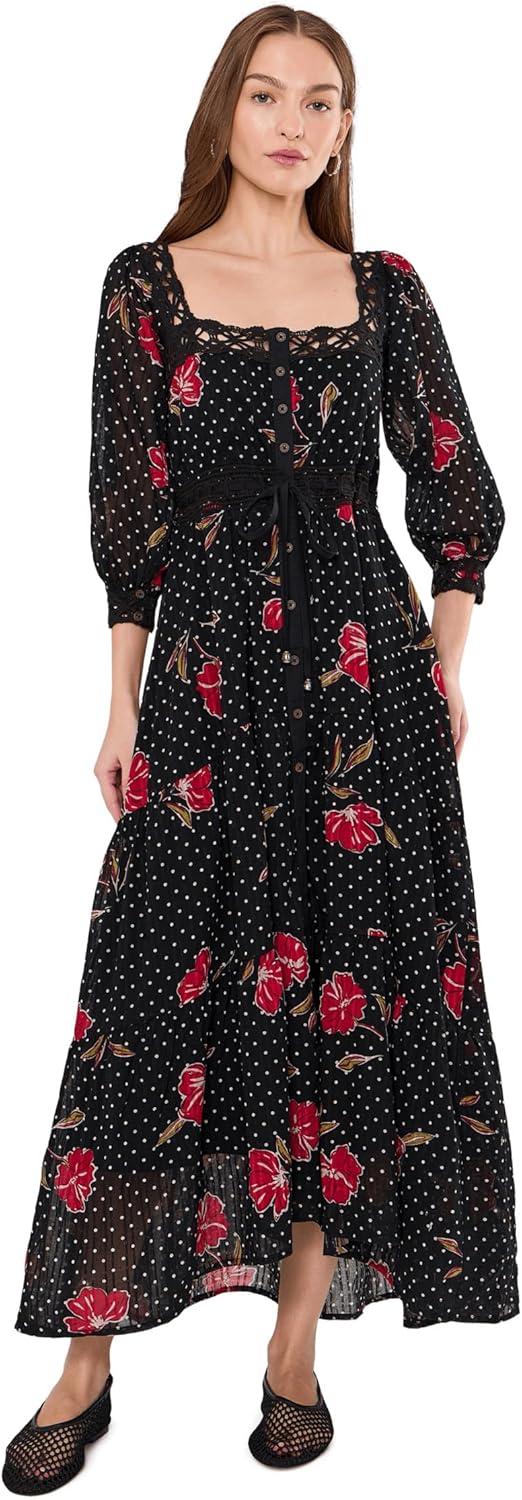 image:imageFree People Womens Morning Meadows LongSleeve Maxi DressRed Pop Combo