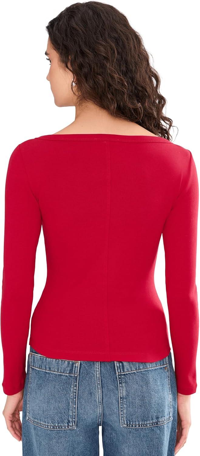 image:imageMadewell Womens The 90s Boatneck Tee in Compact CottonCherry
