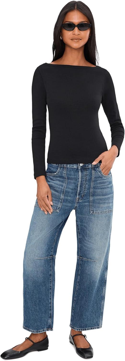 image:imageMadewell Womens The 90s Boatneck Tee in Compact CottonJet Black