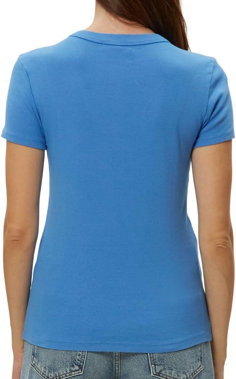 image:imageMichael Stars Womens Fitted Lexy Tee Short Cap Sleeve High Crew NeckBlue Ribbon