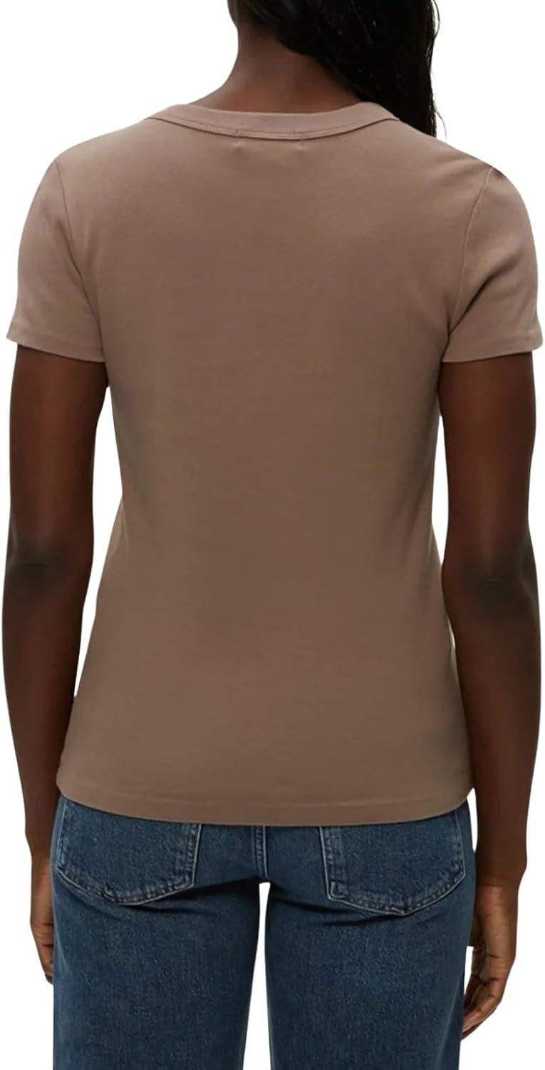 image:imageMichael Stars Womens Fitted Lexy Tee Short Cap Sleeve High Crew NeckCobblestone