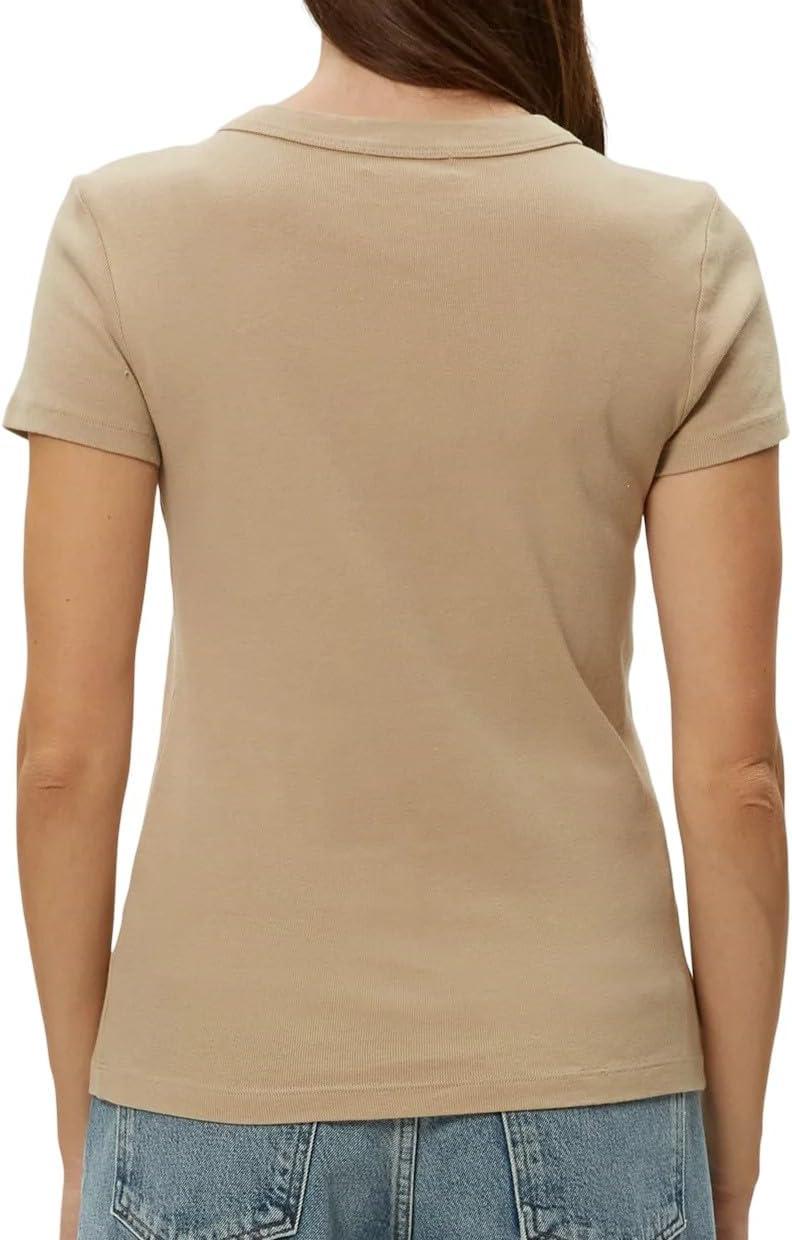 image:imageMichael Stars Womens Fitted Lexy Tee Short Cap Sleeve High Crew NeckMacadamia