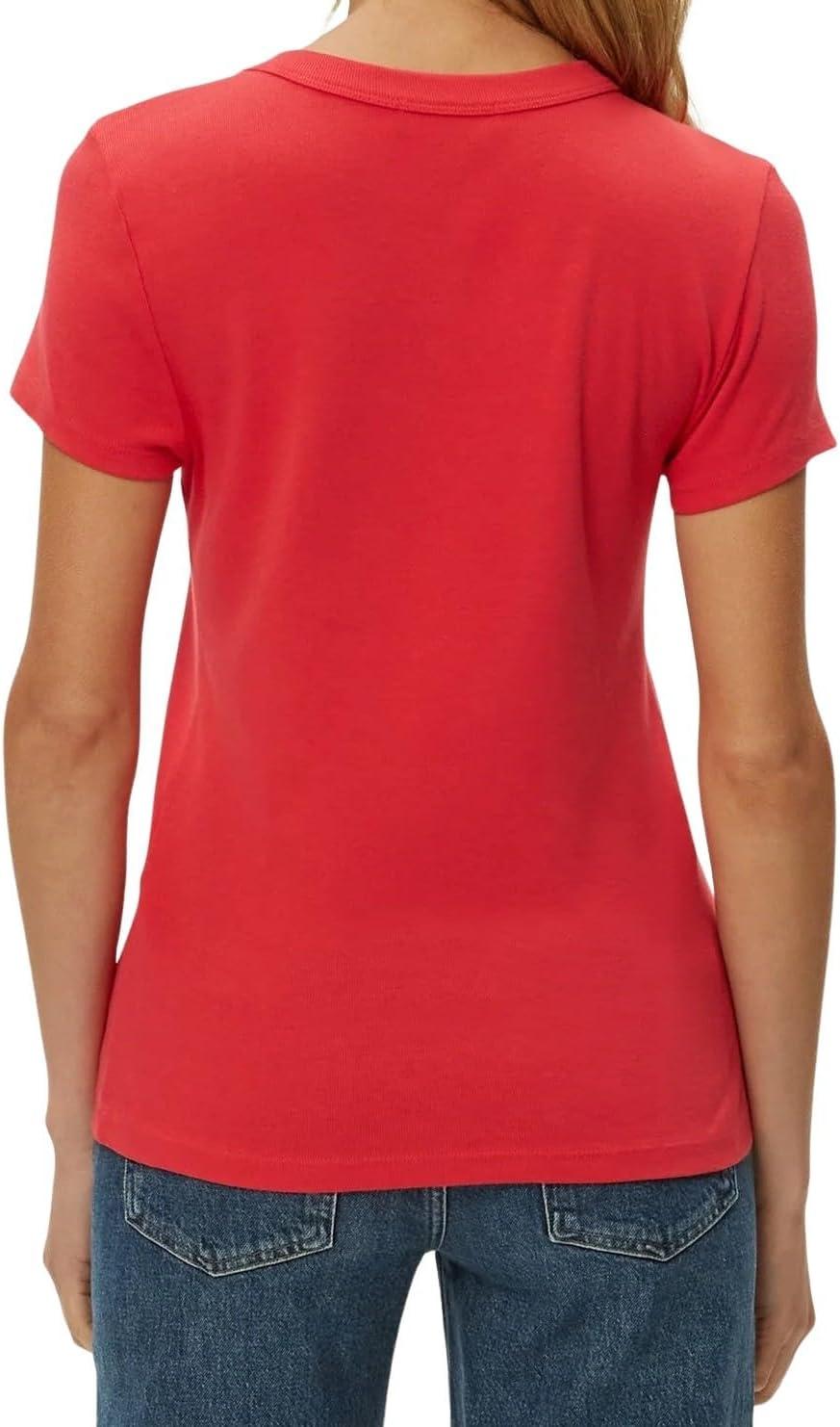 image:imageMichael Stars Womens Fitted Lexy Tee Short Cap Sleeve High Crew NeckPoppy