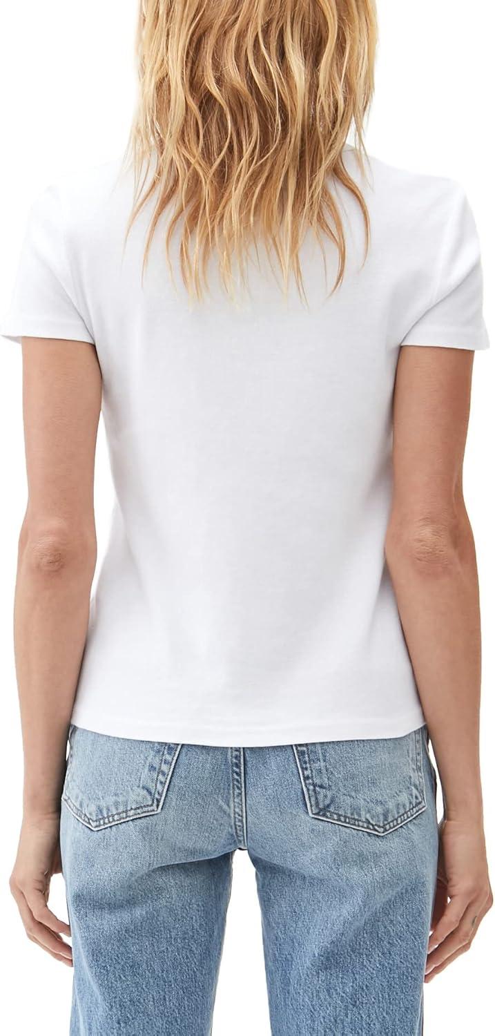 image:imageMichael Stars Womens Fitted Lexy Tee Short Cap Sleeve High Crew NeckWhite